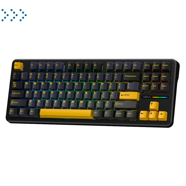 Клавиатуры AULA F87 3in1 (BT, 2.4 GHz, Wired) Black-Dark Blue-Orange